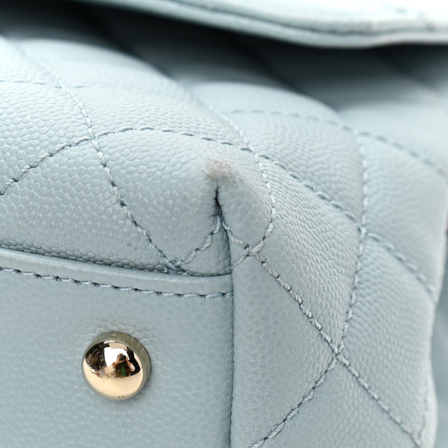 Caviar Quilted Small Coco Handle Flap Light Blue