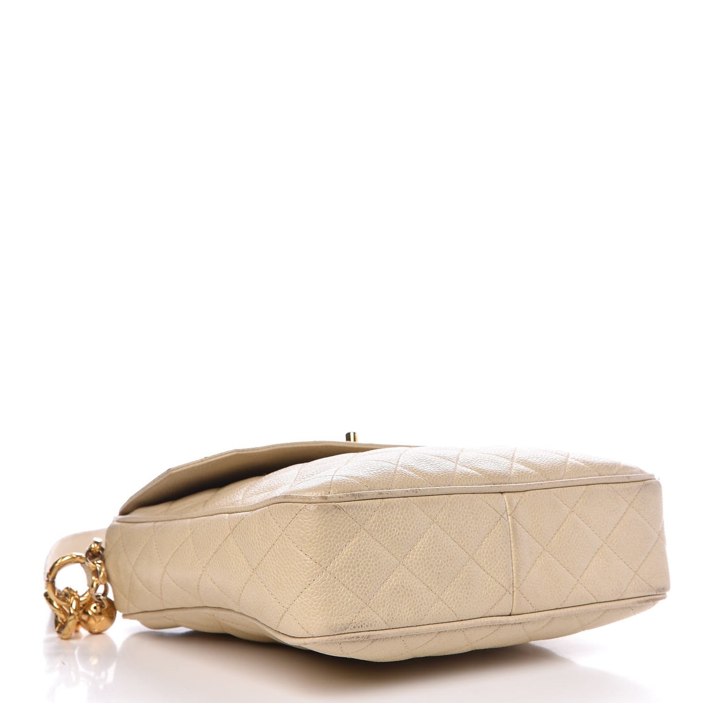 Caviar Quilted Shoulder Bag Beige Clair