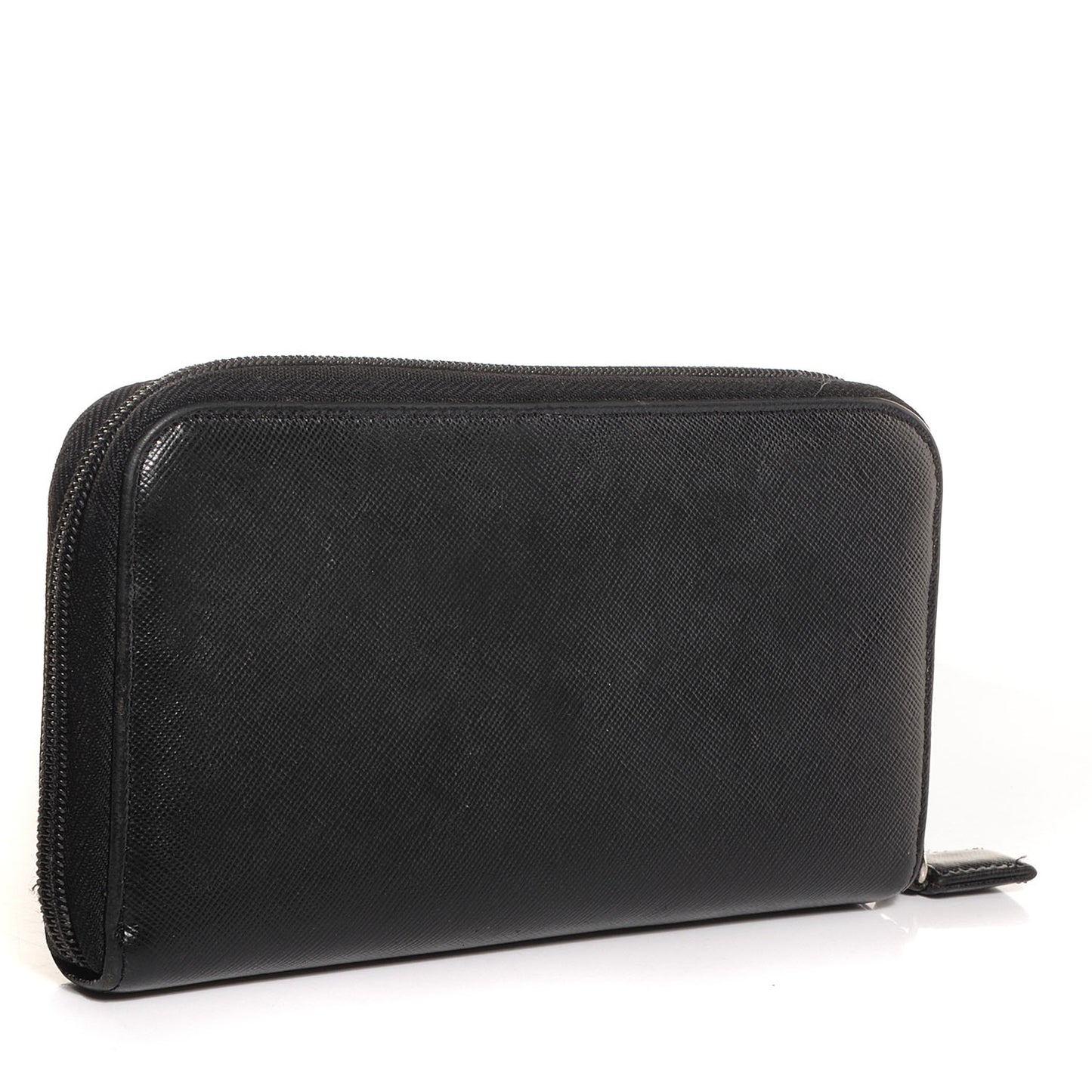 Saffiano Triangle Zip Around Wallet Nero Black