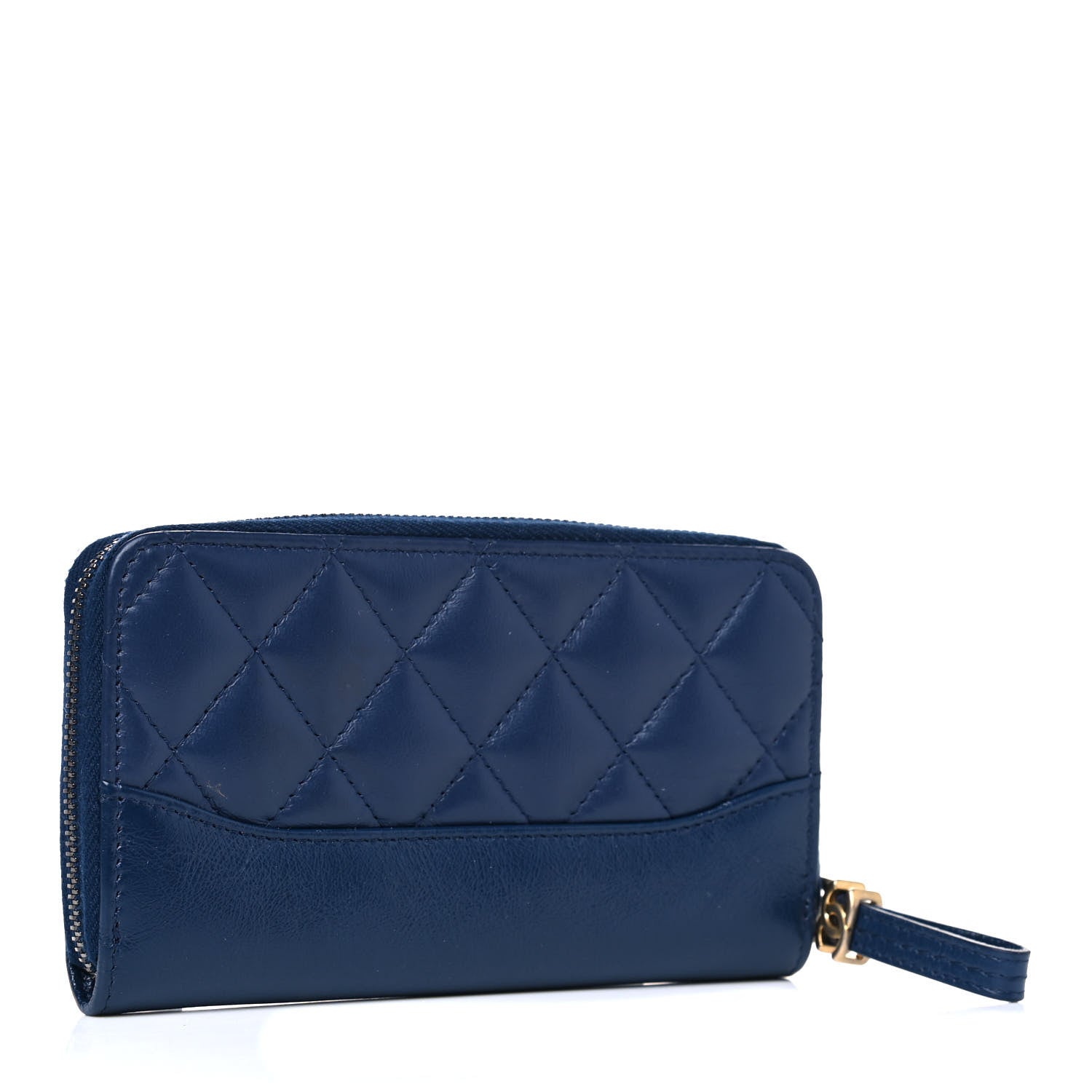 Chanel Aged Calfskin Quilted Small Gabrielle Zip Around Wallet Blue 2 of 5