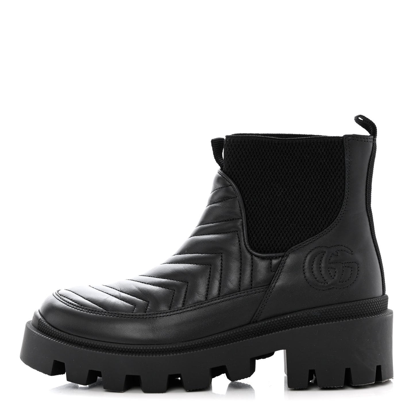Calfskin Nappa Matelasse Frances Chelsea Boots 36.5 Black