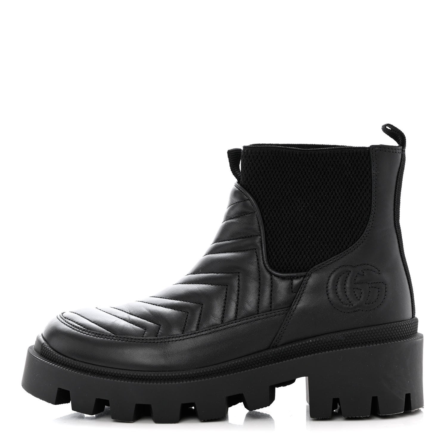 Gucci Calfskin Nappa Matelasse Frances Chelsea Boots 36.5 Black 1 of 7