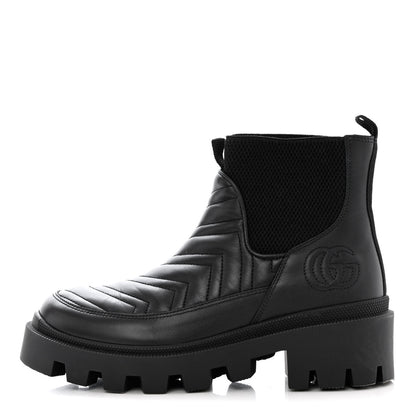 Gucci Calfskin Nappa Matelasse Frances Chelsea Boots 36.5 Black 1 of 7