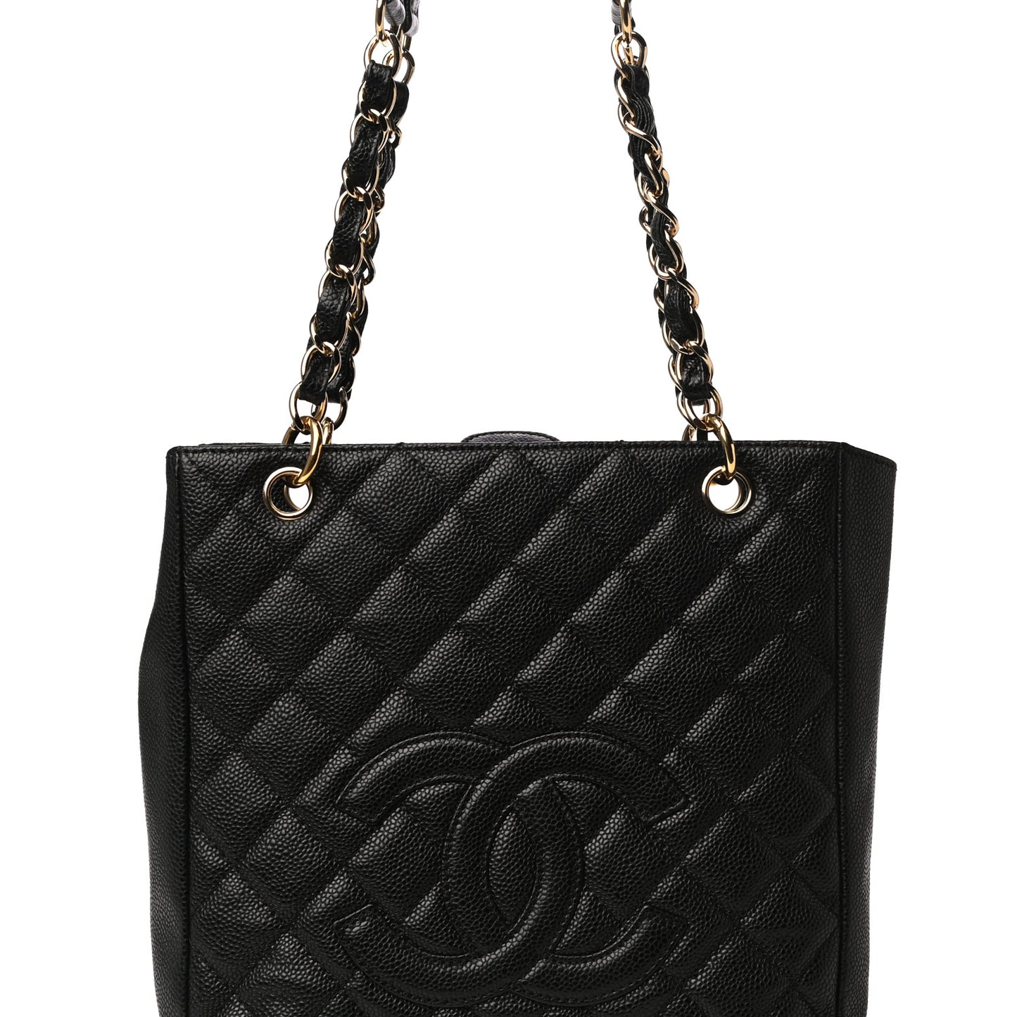 Caviar Quilted Petit Shopping Tote PST Black