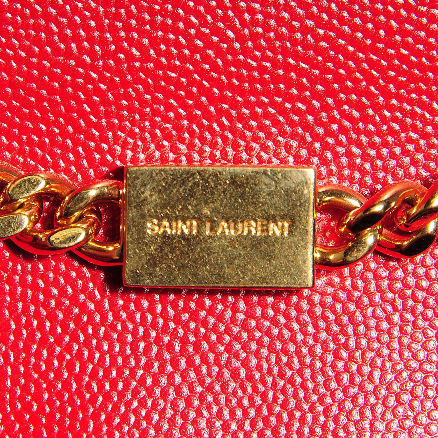 Saint Laurent Grain De Poudre Small Classic Monogram Satchel Lipstick Red 9 of 9