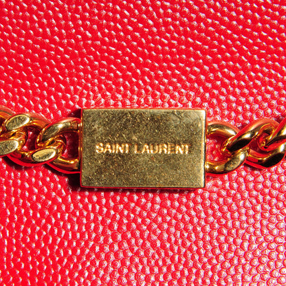 Saint Laurent Grain De Poudre Small Classic Monogram Satchel Lipstick Red 9 of 9