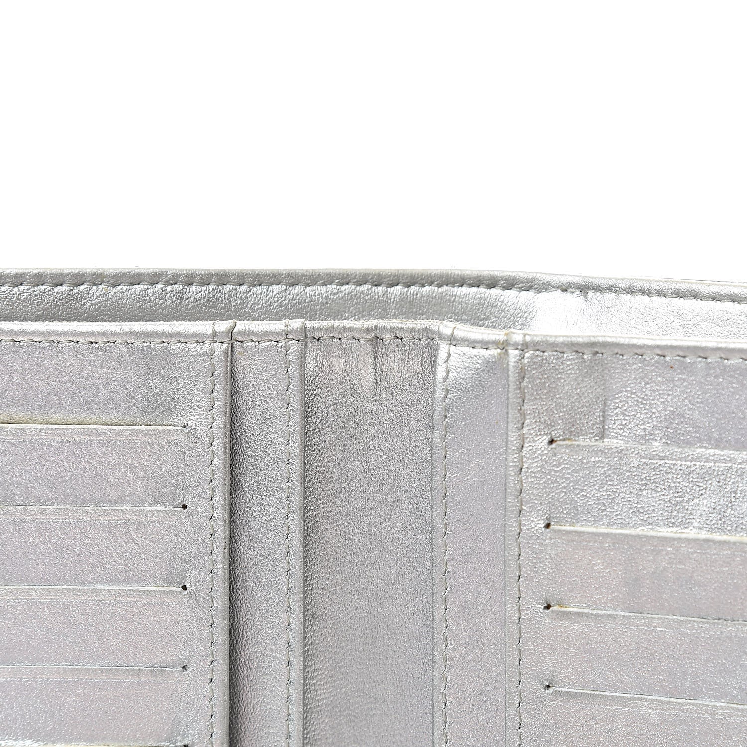 Chanel Metallic Lambskin Quilted Zipped Pocket Wallet Silver 11 of 21