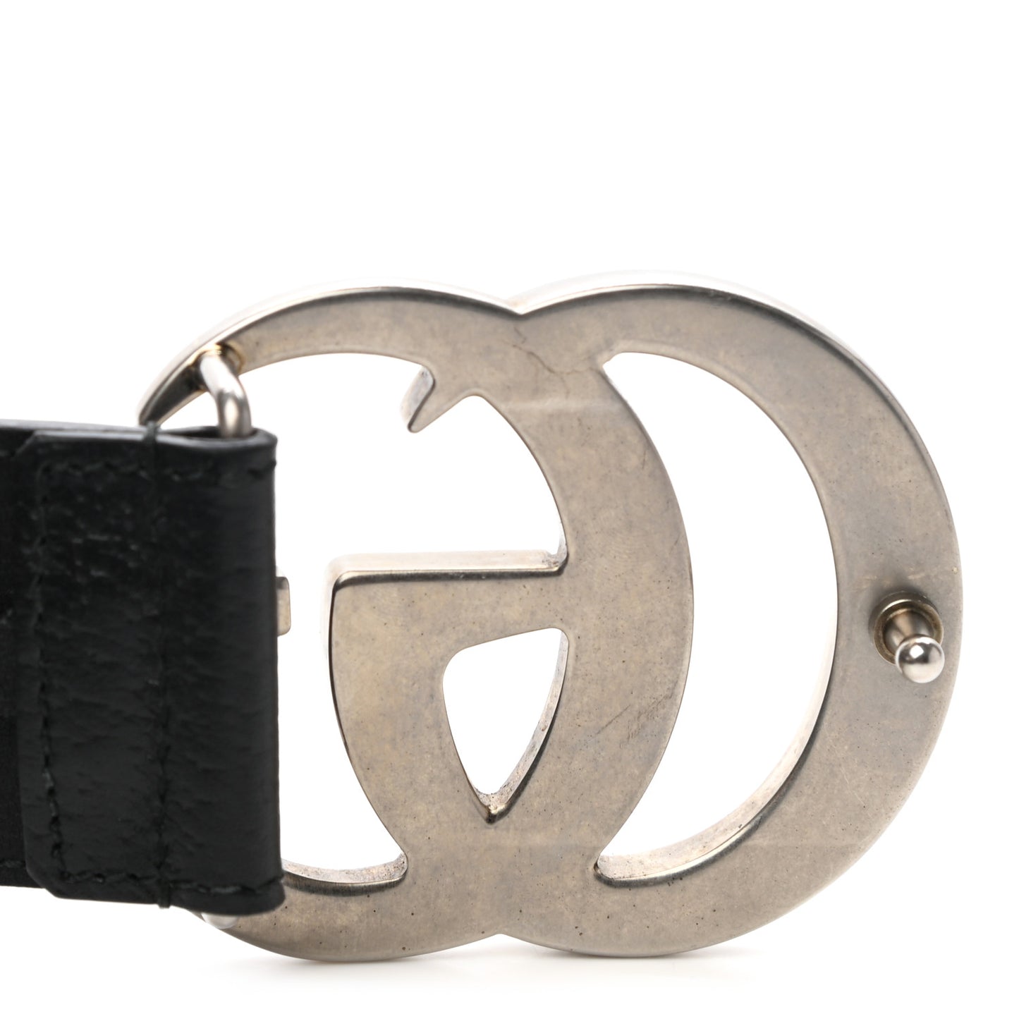 Textured Dollar Calfskin Nickel Double G 40mm Belt 90 36 Black