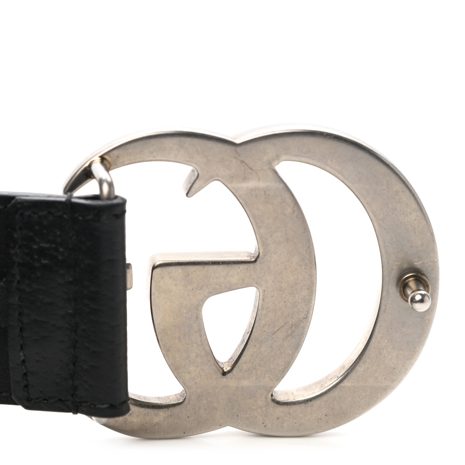 Gucci Textured Dollar Calfskin Nickel Double G 40mm Belt 90 36 Black 4 of 7