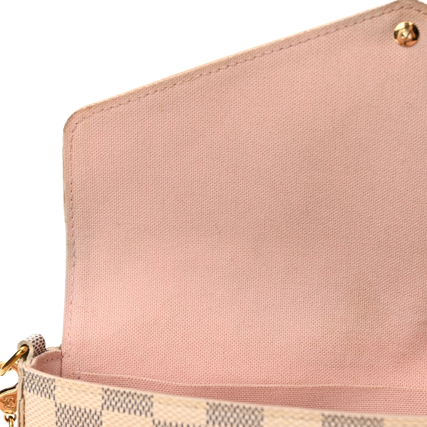 Damier Azur Pochette Felicie Chain Wallet Rose Ballerine