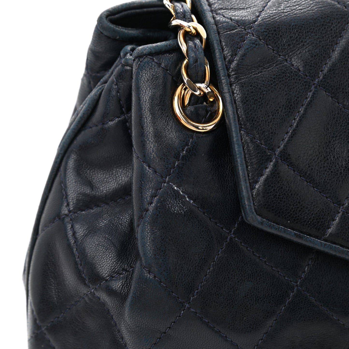 Lambskin CC Tassel Shoulder Bag Navy