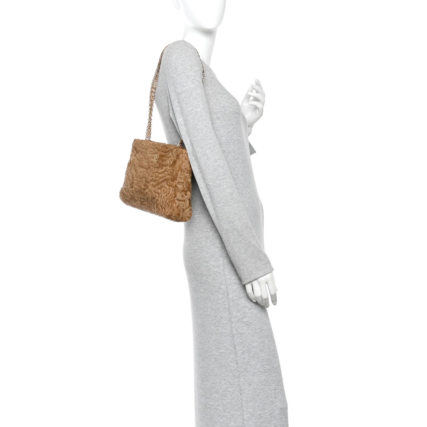 Chanel Persian Lamb Fur Shoulder Bag Beige 2 of 10