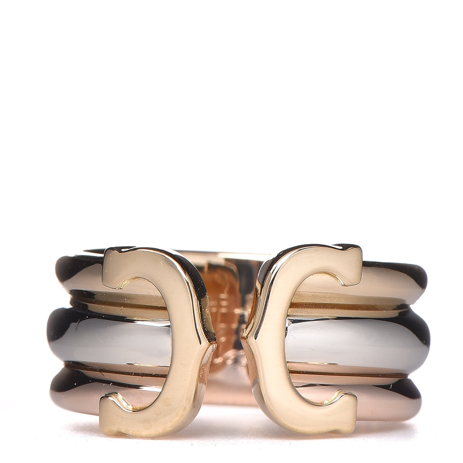 Cartier 18K Pink Yellow White Gold C De Ring 52 6 1 of 5