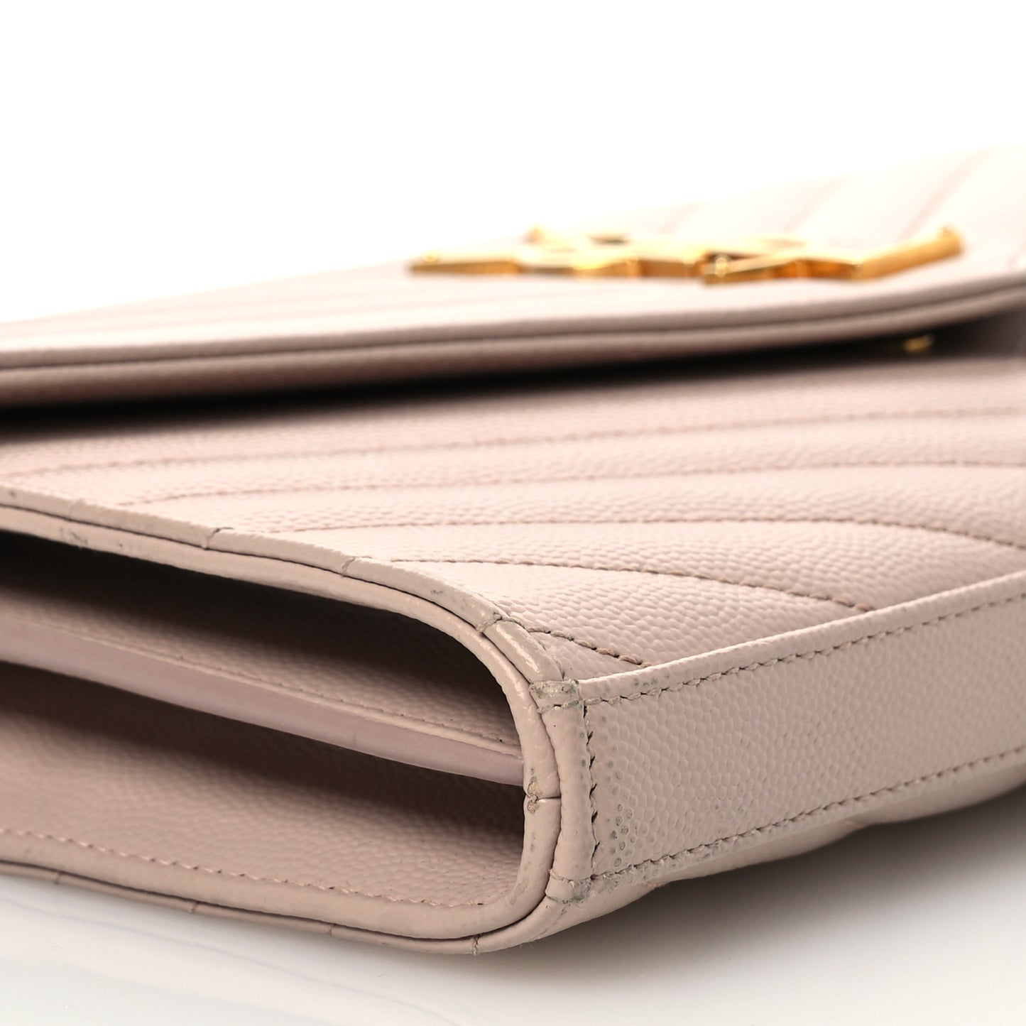 Grain De Poudre Matelasse Chevron Cassandre Envelope Chain Wallet Dark Beige