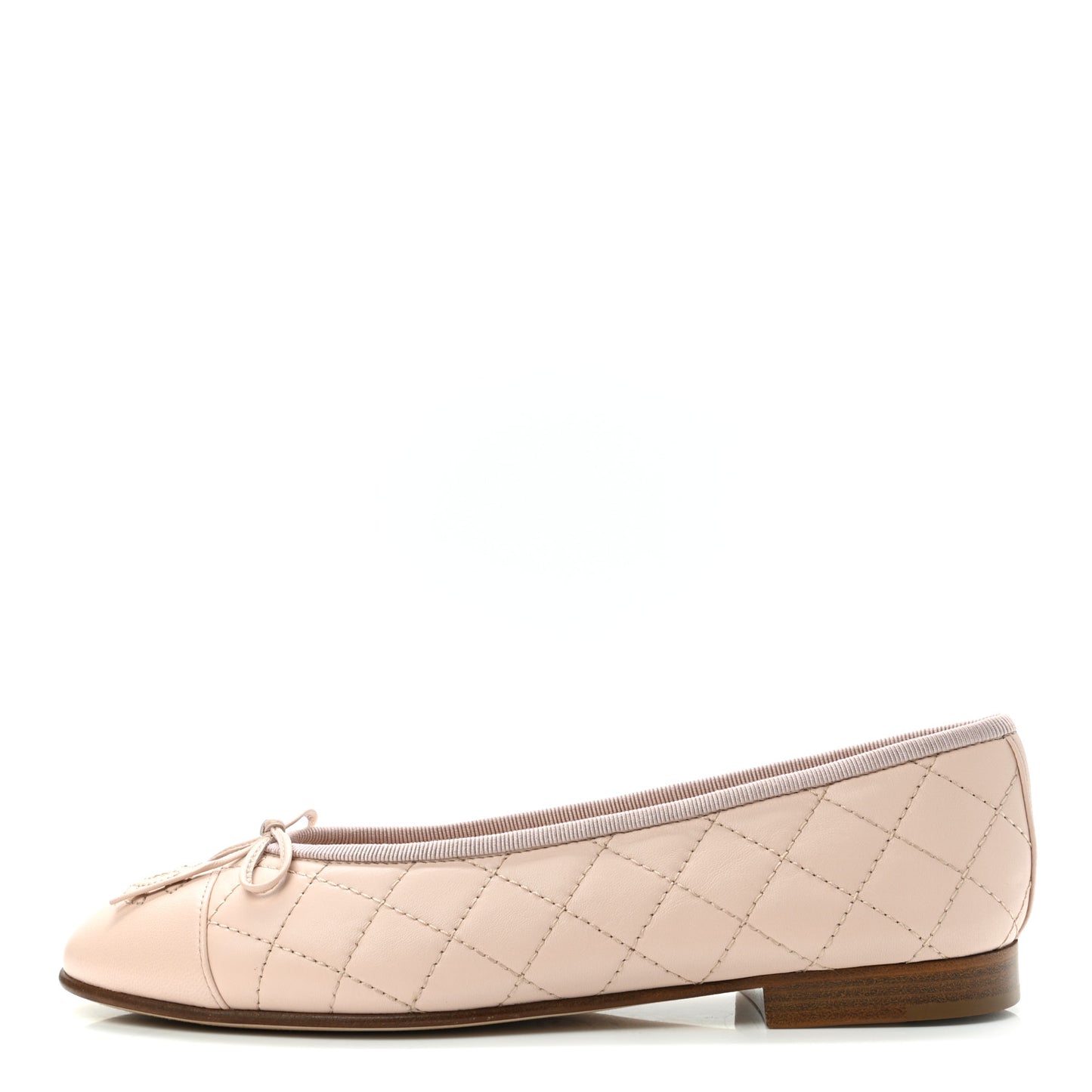 Lambskin Quilted CC Cap Toe Ballerina Flats 37 Beige