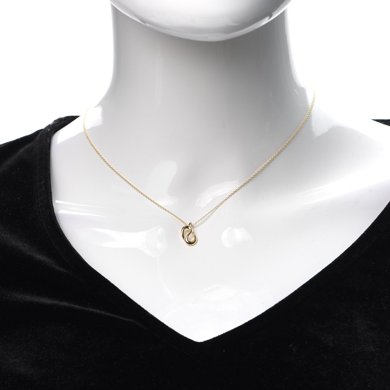Tiffany 18K Yellow Gold Elsa Peretti Open Wave Necklace 2 of 7