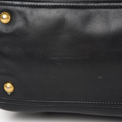 Prada Soft Calfskin Double Zip Shoulder Bag Black 16 of 19