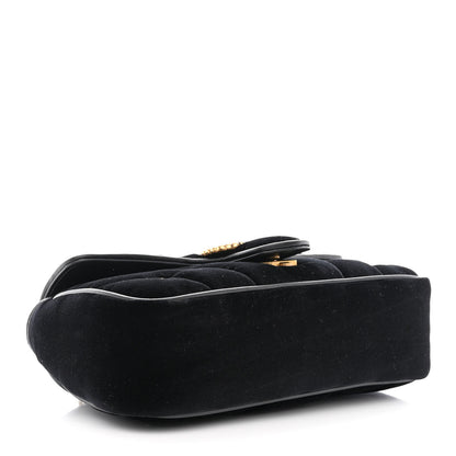 Gucci Velvet Matelasse Double G Studs Small Torchon GG Marmont Shoulder Bag Black 4 of 11