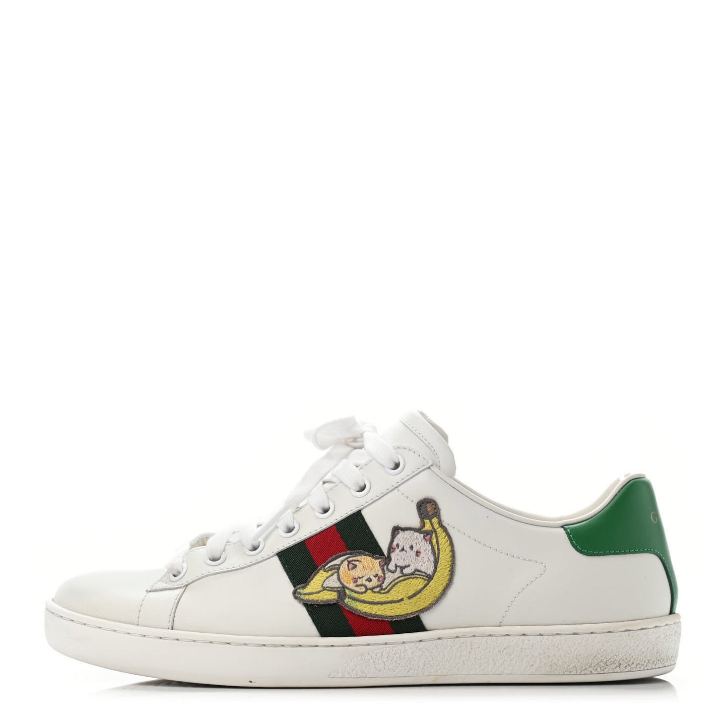 X BNF Miro Soft Calfskin Web Bananya Embroidered Womens Ace Sneakers 39 White New Shamarock