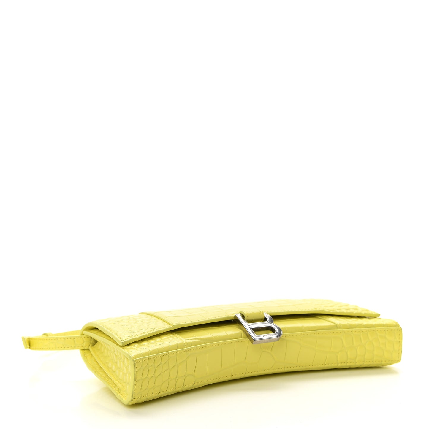 Shiny Calfskin Crocodile Embossed Hourglass Stretch Sling Shoulder Bag Light Yellow