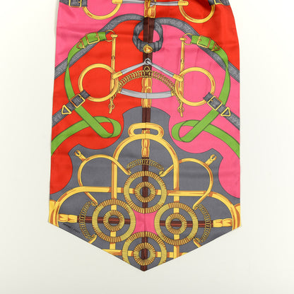 Hermes Silk Eperon D'Or Remix Maxi Twilly Rouge Rose Vif Black 3 of 4