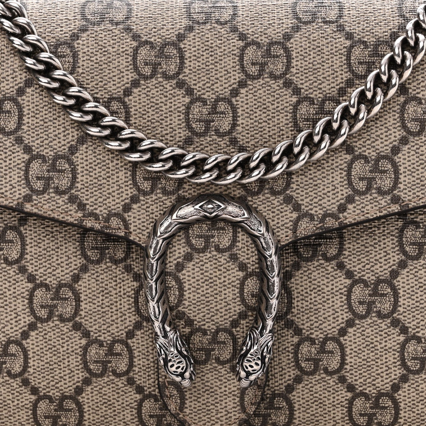 GG Supreme Monogram Mini Dionysus Chain Wallet Beige Taupe