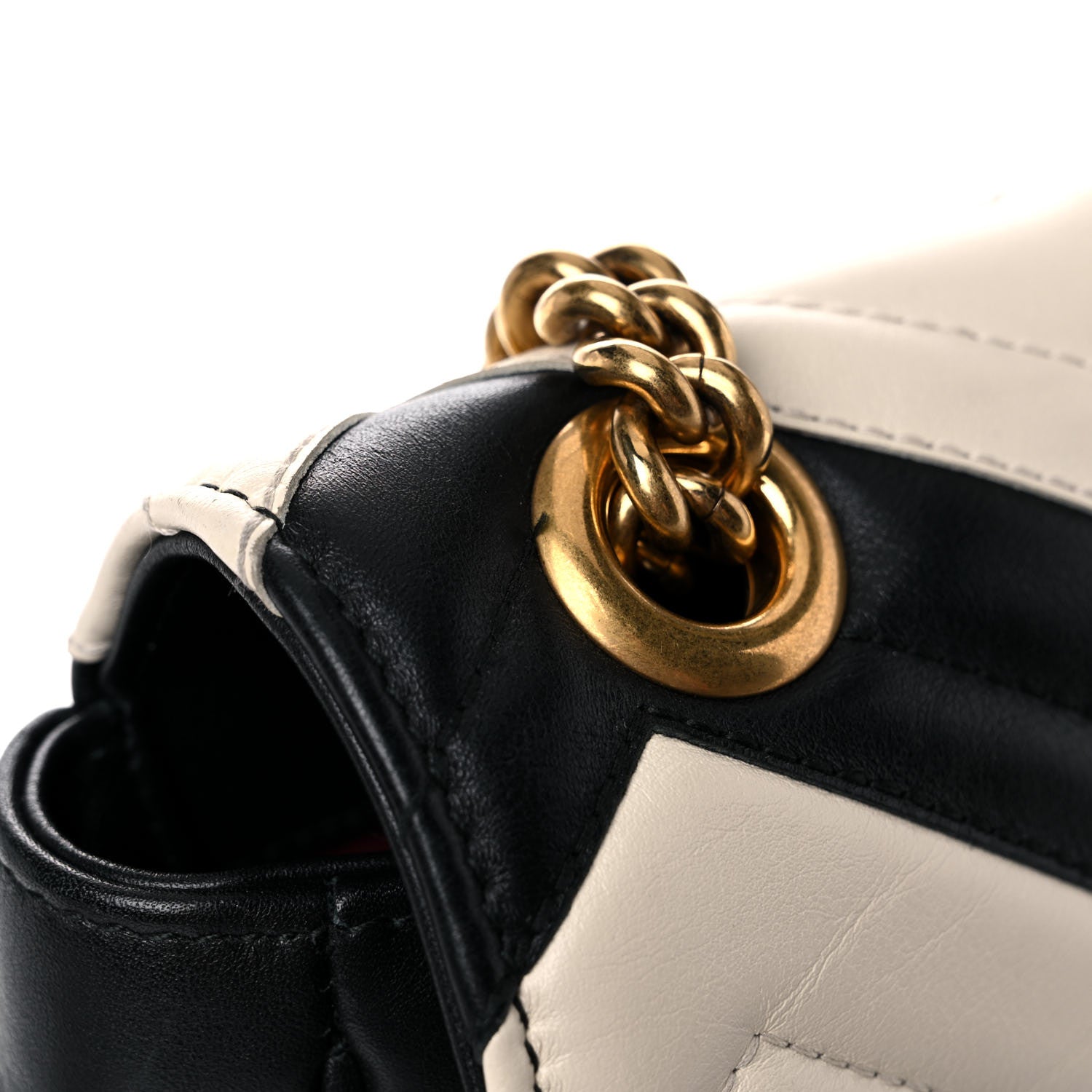 Gucci Calfskin Matelasse Medium GG Marmont Shoulder Bag Black White 24 of 24