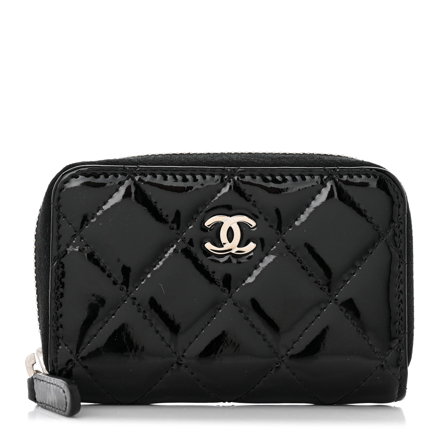 Chanel Patent Calfskin Quilted Zip Coin Purse Black 1 of 7
