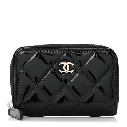 Chanel Patent Calfskin Quilted Zip Coin Purse Black 1 of 7