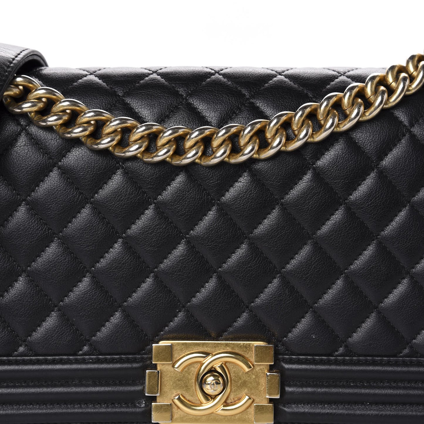 Calfskin Quilted Medium Boy Flap Black