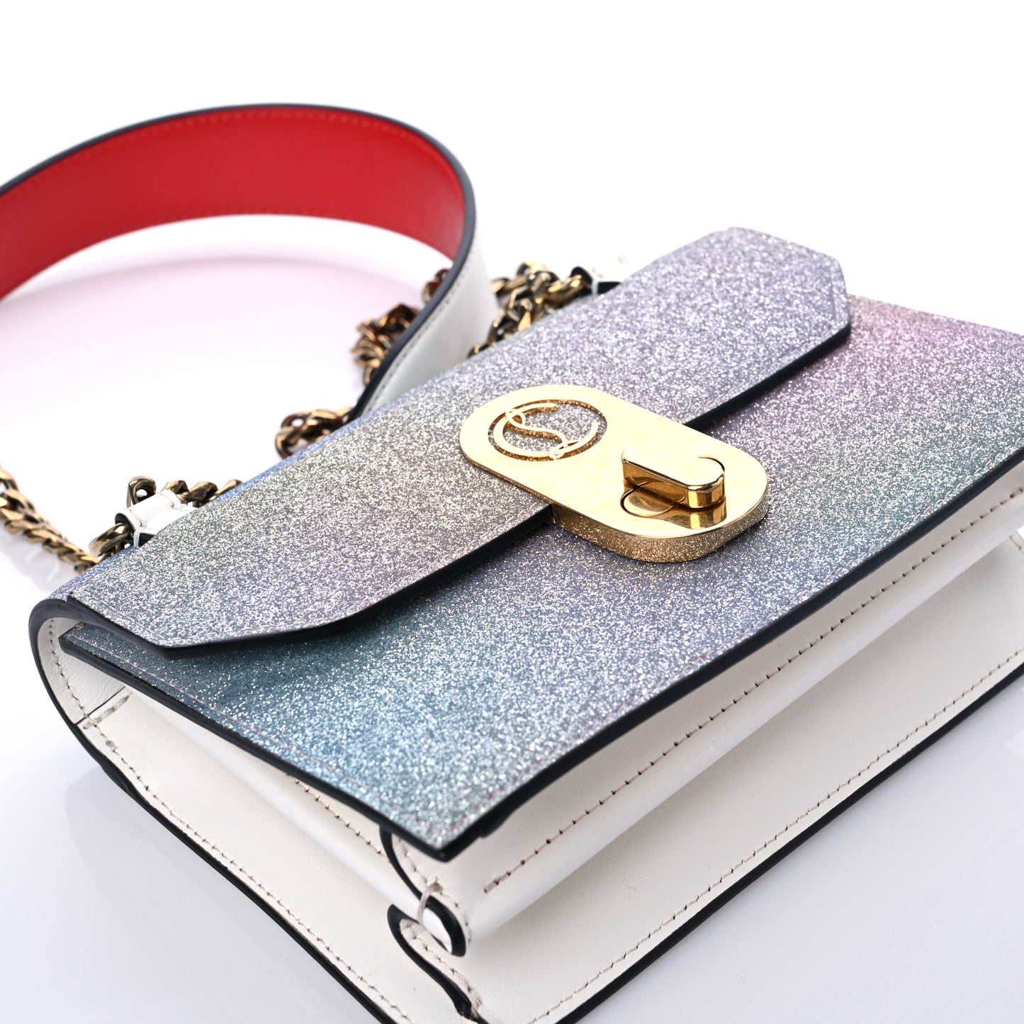 Glitter Calfskin Elisa Mini Shoulder Bag Multicolor Snow