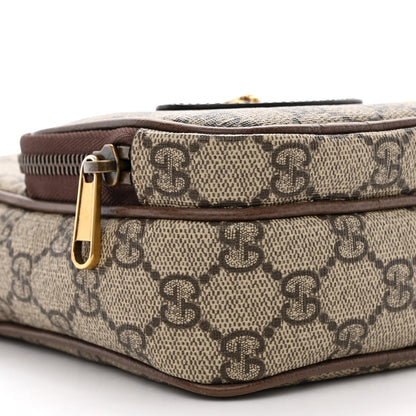 Gucci GG Supreme Monogram Mini Neo Vintage Double Zip Messenger Bag Beige New Acero Crop 10 of 12