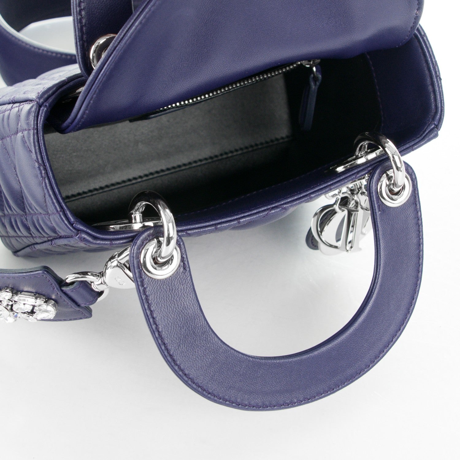 Christian Dior Lambskin Cannage Crystal Mini Lady Dior Navy Blue 5 of 7