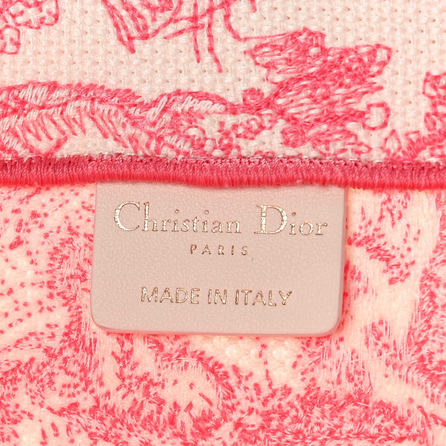 Christian Dior Canvas Embroidered Medium Dioriviera Toile De Jouy Book Tote Peony Pink 6 of 10