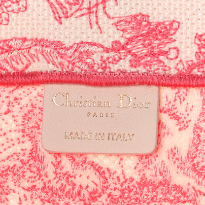 Christian Dior Canvas Embroidered Medium Dioriviera Toile De Jouy Book Tote Peony Pink 6 of 10