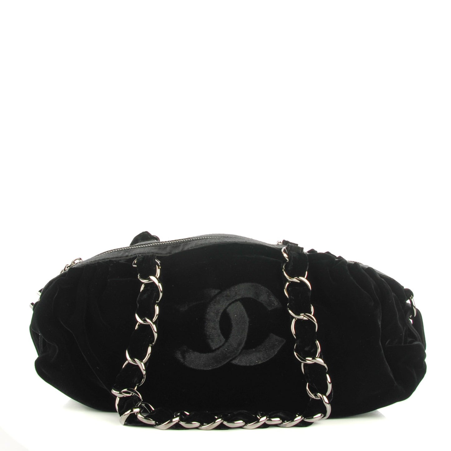 Velvet Satin Shoulder Bag Black
