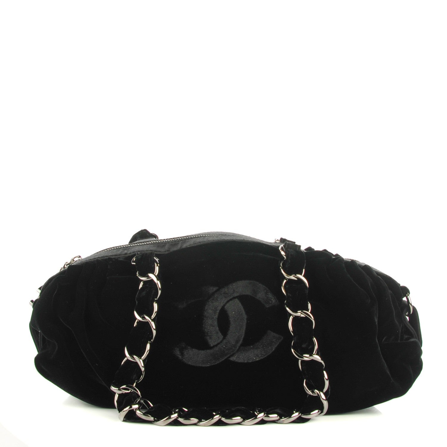Chanel Velvet Satin Shoulder Bag Black 1 of 7