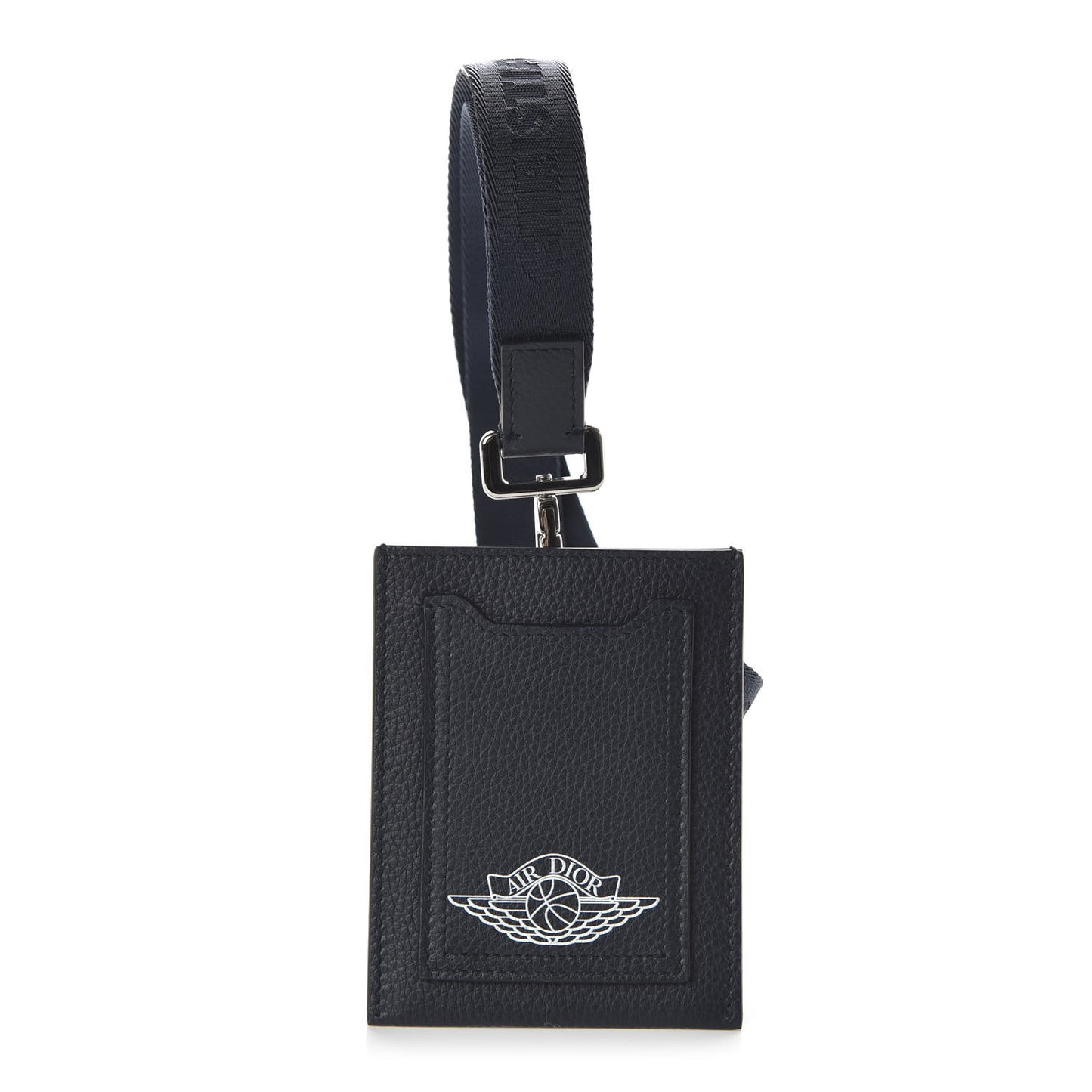 X AIR JORDAN Grained Calfskin Vertical Card Holder Lanyard Bleu
