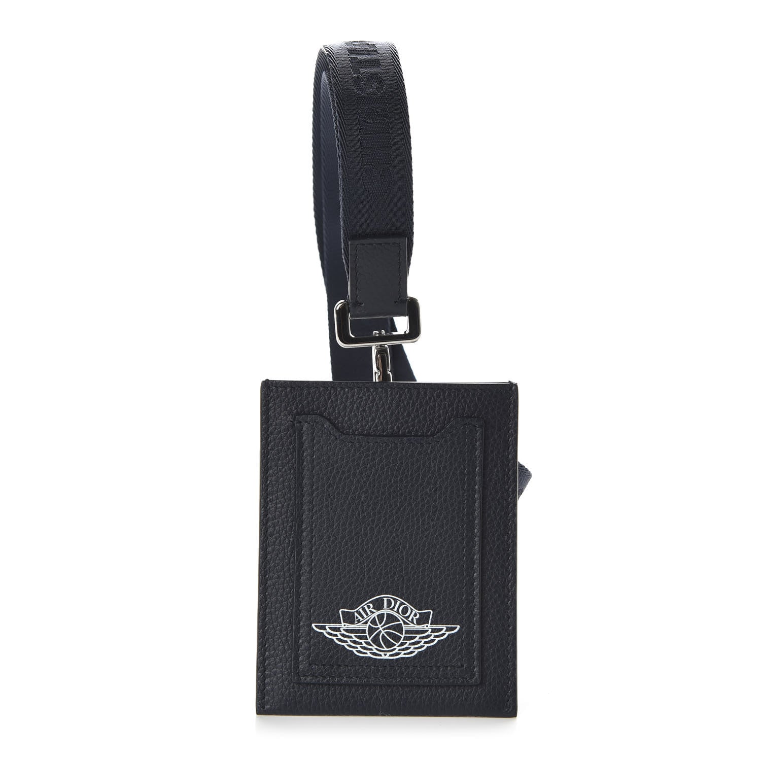 Christian Dior X AIR JORDAN Grained Calfskin Vertical Card Holder Lanyard Bleu 1 of 5