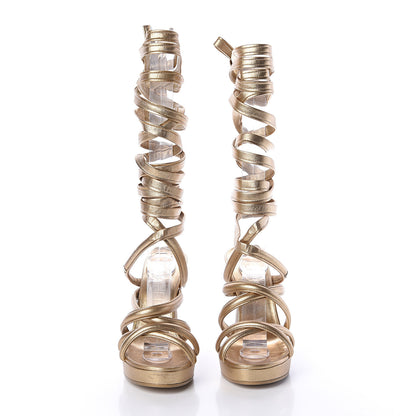 Chanel Laminated Lambskin Gladiator Sandals 37 Gold 2 of 6