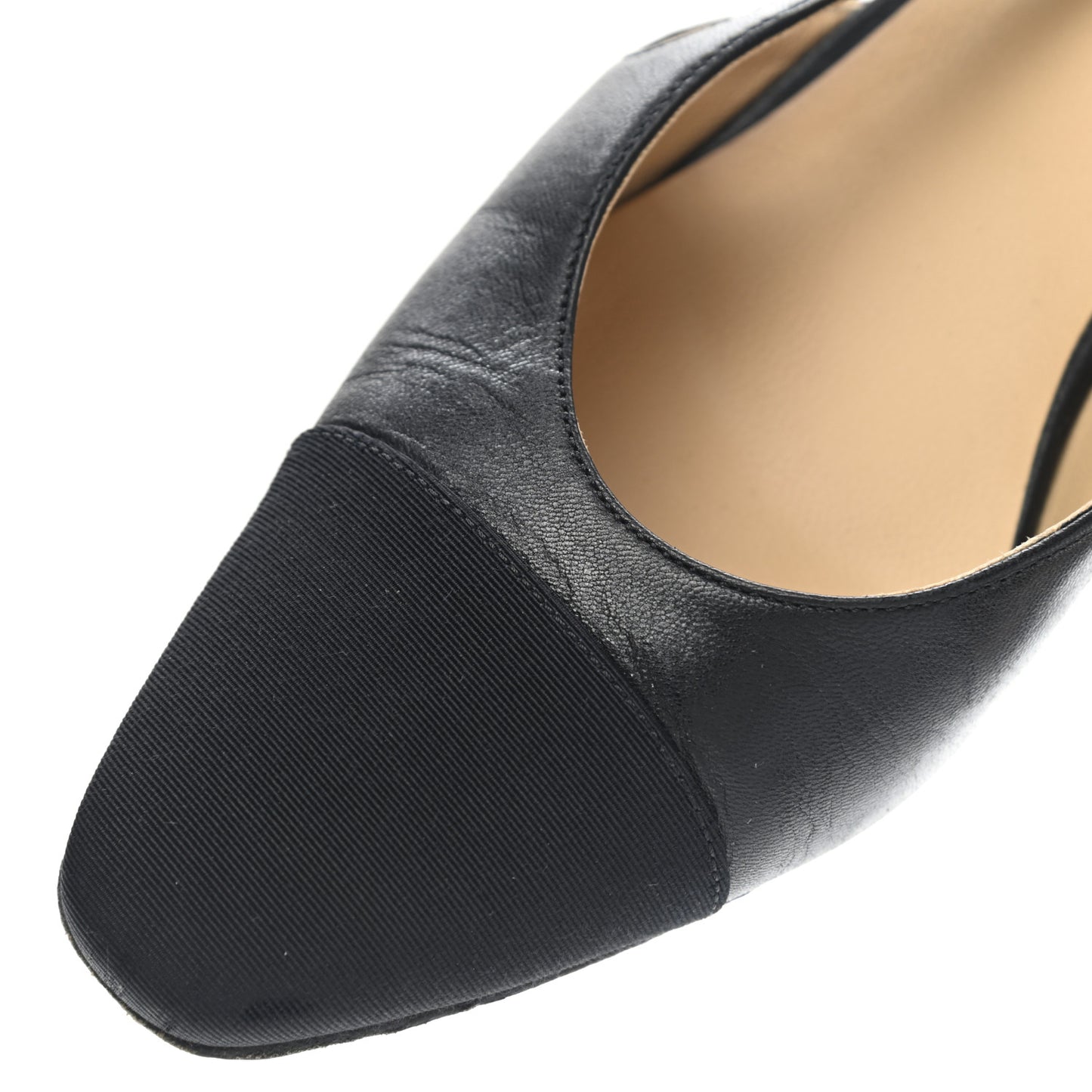 Goatskin Grosgrain Cap Toe CC Slingback Pumps 39.5 Black