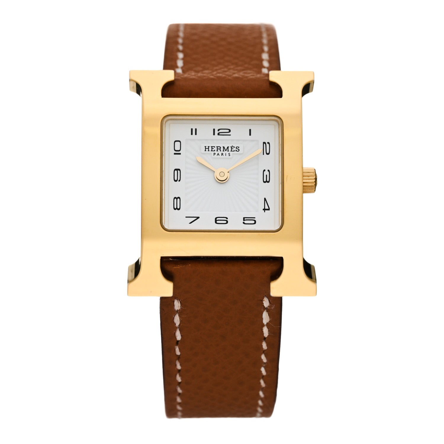 Hermes Stainless Steel Epsom 21mm Heure H Hour Quartz Watch Gold 1 of 4
