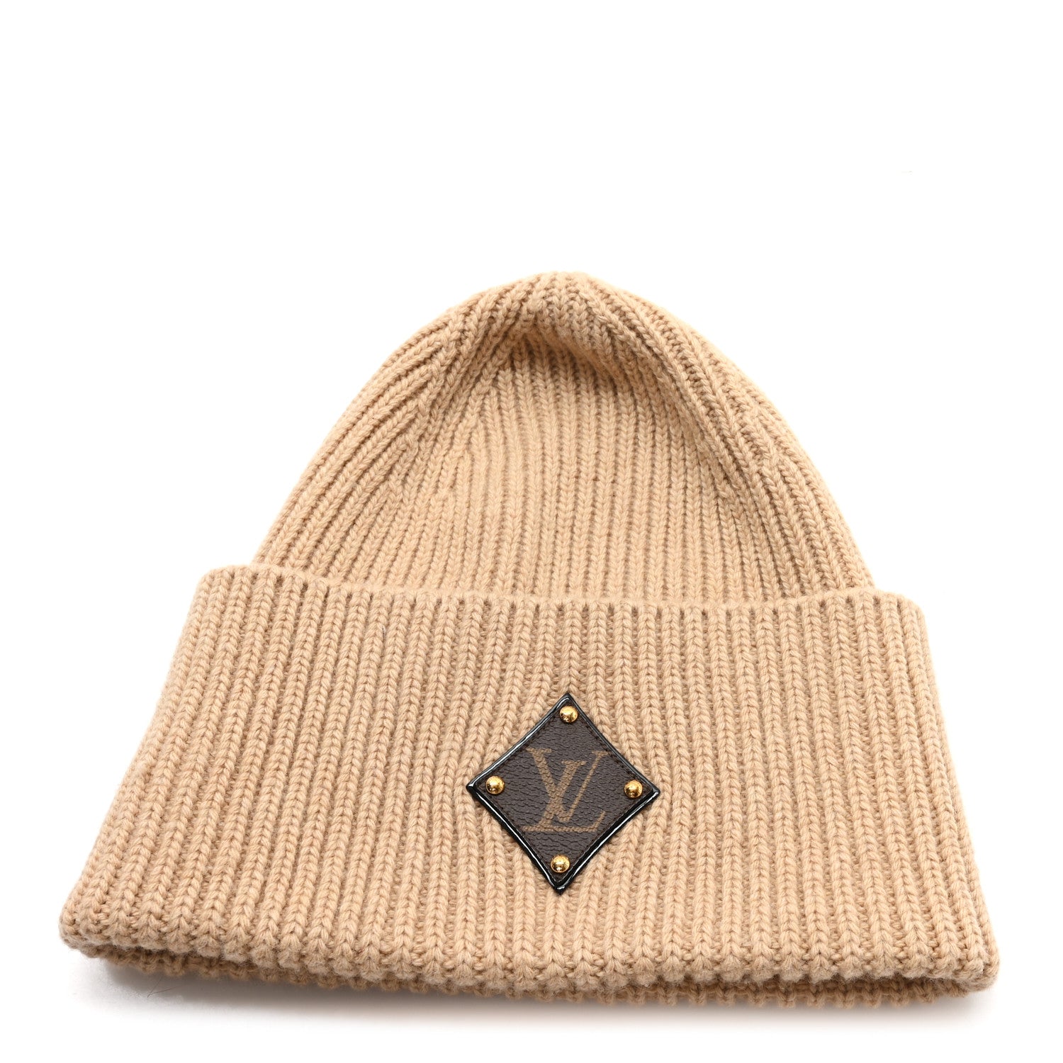 Louis Vuitton Wool LV initials Monogram Beanie Hat Beige 1 of 5