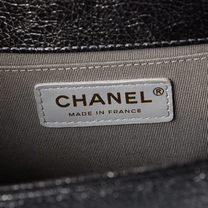 Chanel Cracked Metallic Calfskin Quilted Medium Boy Flap Dark Silver 6 of 14