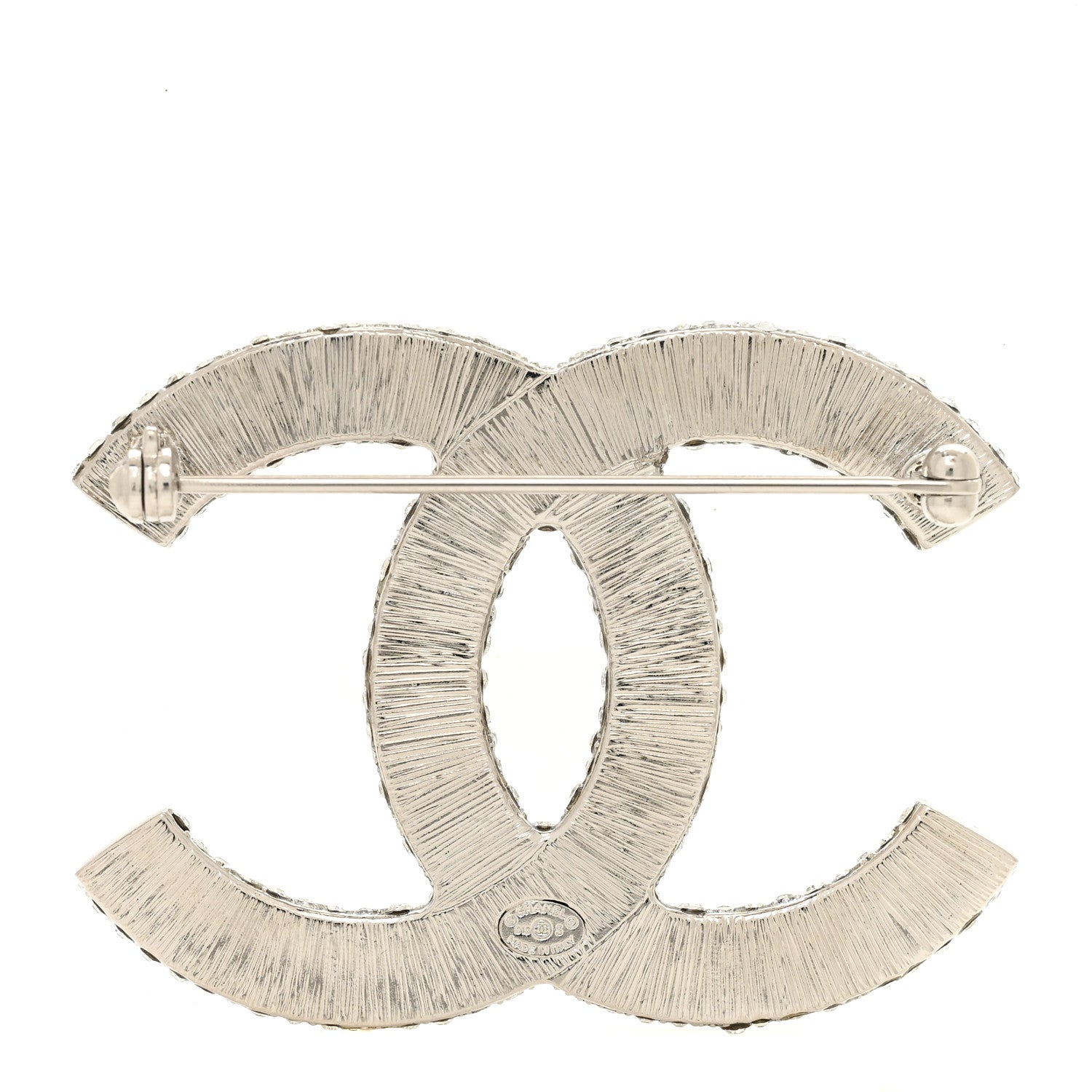 Chanel Crystal Large CC Brooch Silver 3 of 5