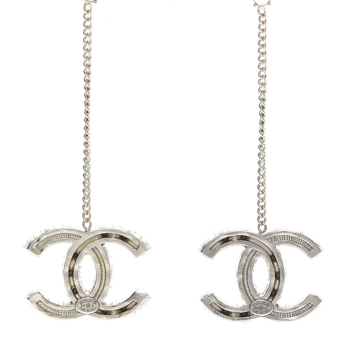 Crystal Pearl Dazzling Domino CC Drop Earrings Gold