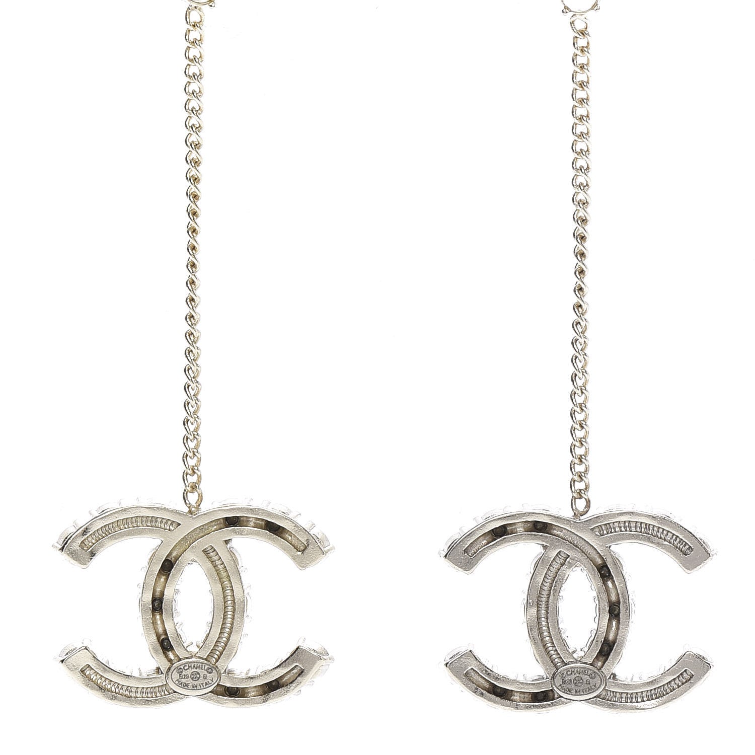 Chanel Crystal Pearl Dazzling Domino CC Drop Earrings Gold 3 of 4