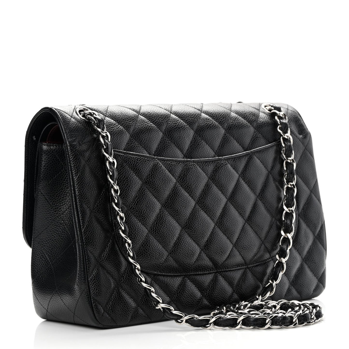 Caviar Quilted Jumbo Double Flap Black