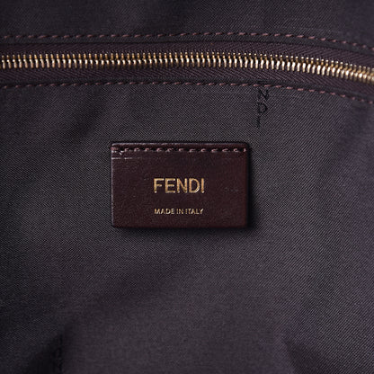 Fendi X FILA Glazed Fabric Vitello Century FF 1974 Mania Pouch Pocket Backpack Mogano Panna Blueberry 6 of 10