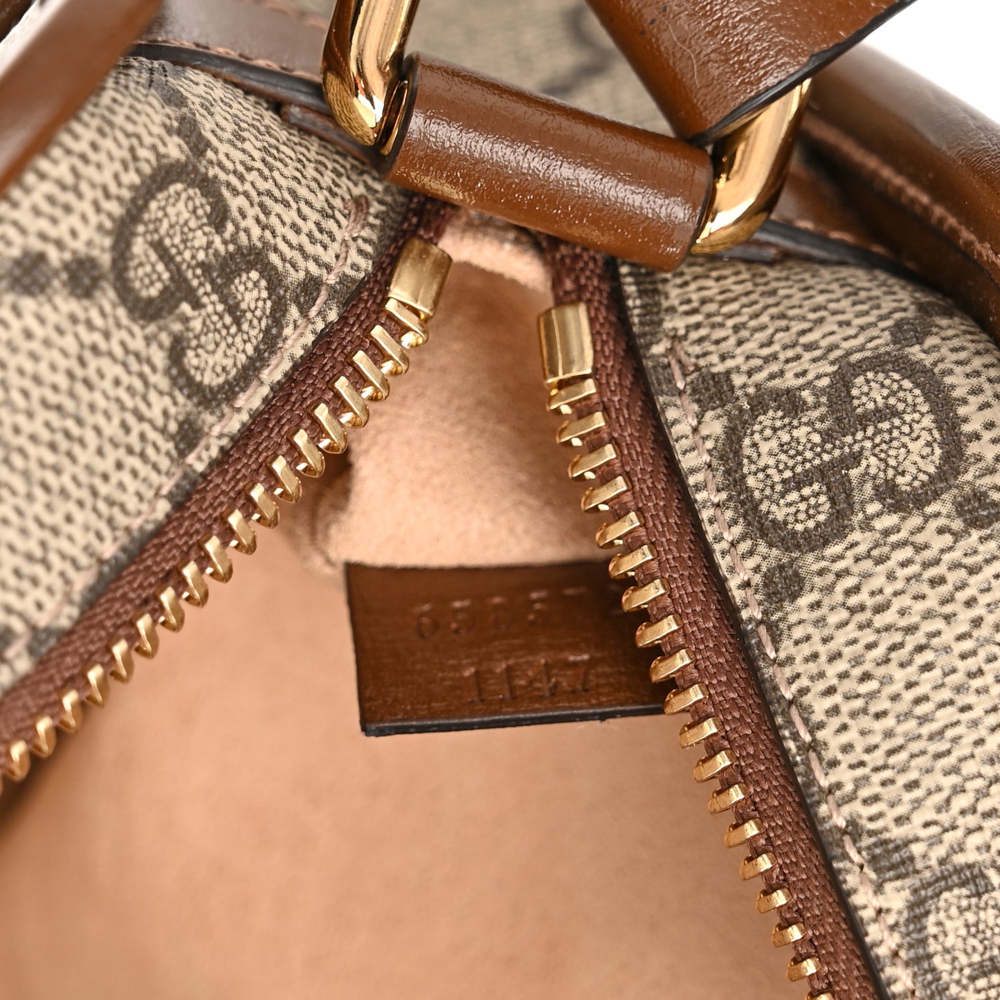 GG Supreme Monogram Azalea Calfskin Mini Retro Interlocking G Shoulder Bag Beige Ebony Brown Sugar